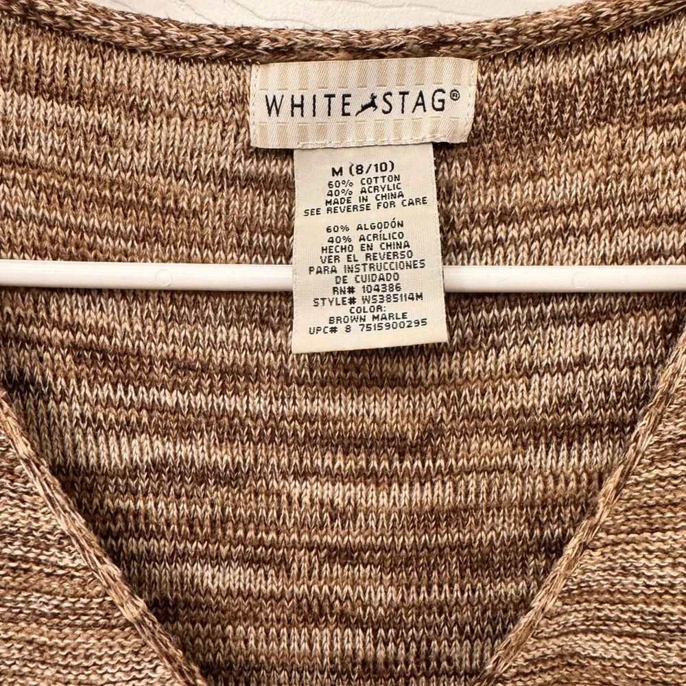 White Stag Women's Marled Brown V-Neck Sweater - Picture 4 of 4